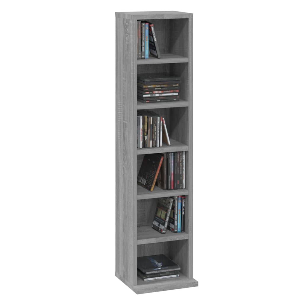 Cd-kast 21x20x88 cm bewerkt hout grijs sonoma eikenkleurig is nu te koop bij PeponiXL, paradijselijk wonen!