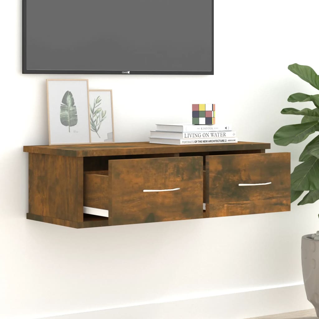 Wandkast 60x26x18,5 cm bewerkt hout gerookt eikenkleurig is nu te koop bij PeponiXL, paradijselijk wonen!