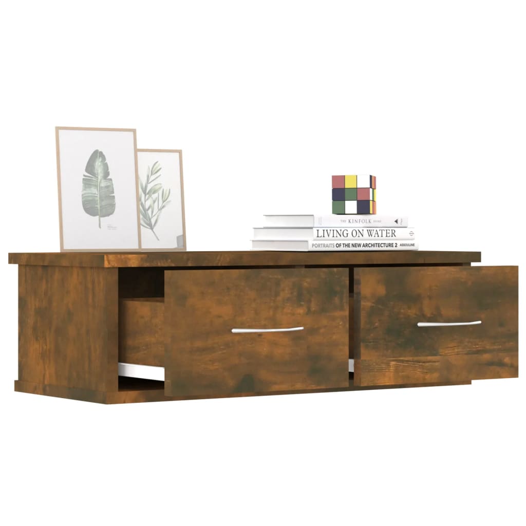 Wandkast 60x26x18,5 cm bewerkt hout gerookt eikenkleurig is nu te koop bij PeponiXL, paradijselijk wonen!