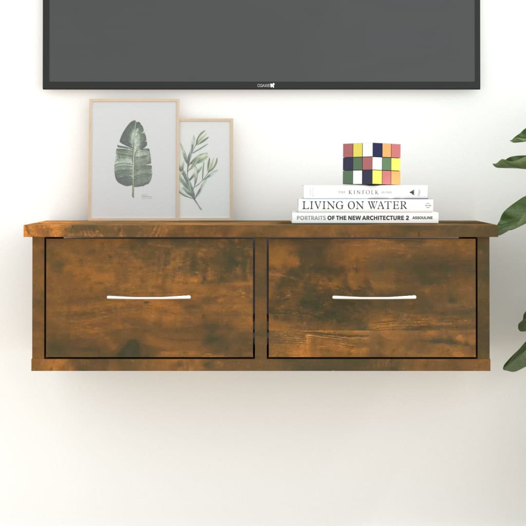 Wandkast 60x26x18,5 cm bewerkt hout gerookt eikenkleurig is nu te koop bij PeponiXL, paradijselijk wonen!
