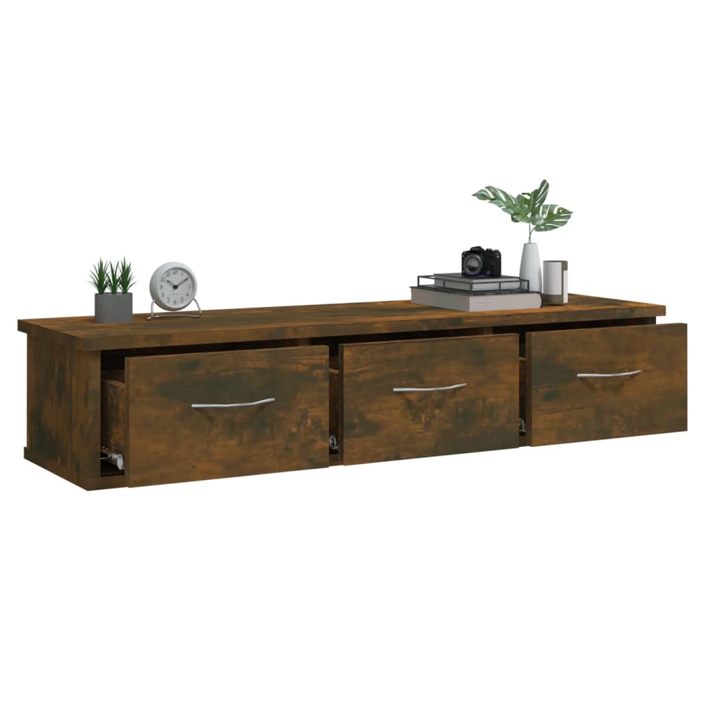 Wandkast 88x26x18,5 cm bewerkt hout gerookt eikenkleurig is nu te koop bij PeponiXL, paradijselijk wonen!