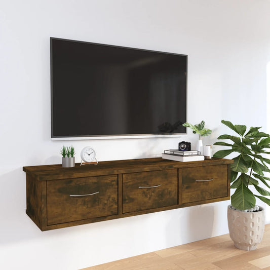 Wandkast 88x26x18,5 cm bewerkt hout gerookt eikenkleurig is nu te koop bij PeponiXL, paradijselijk wonen!