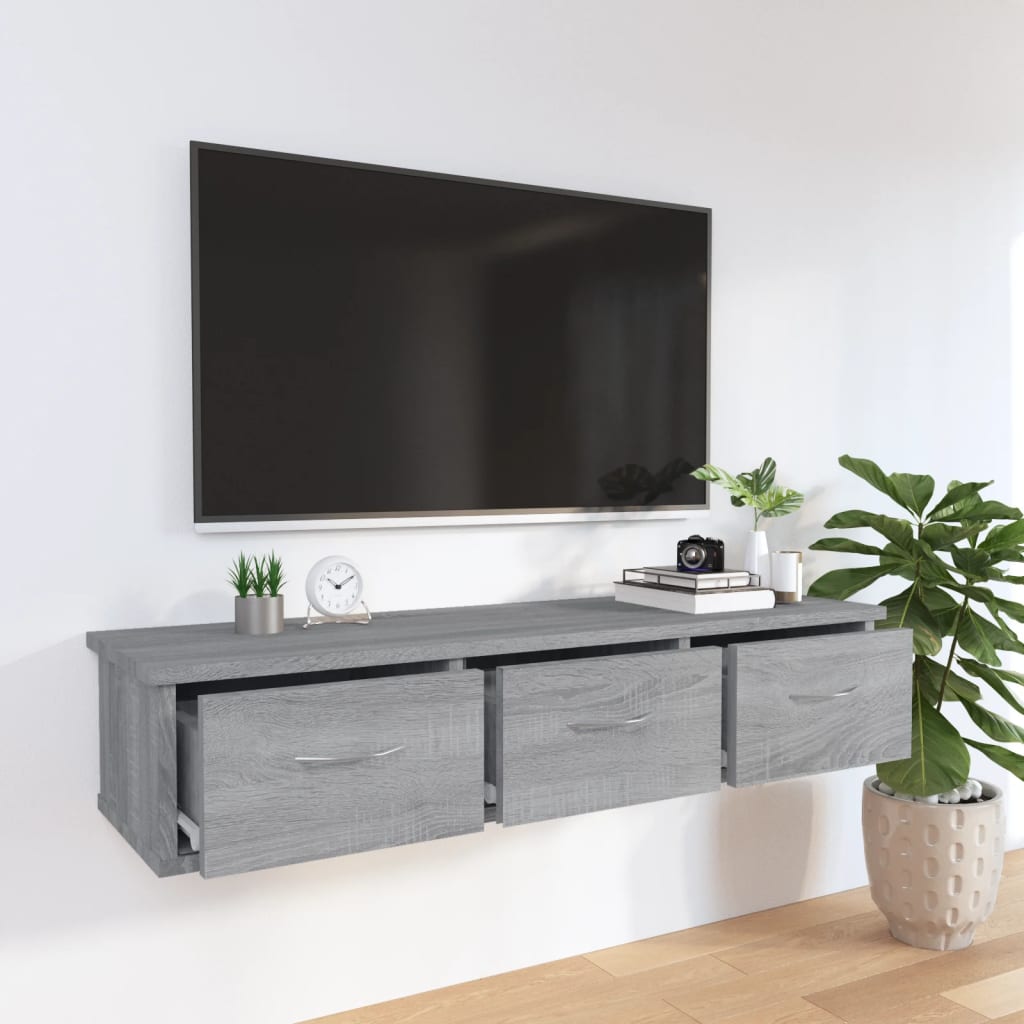 Wandkast 88x26x18,5 cm bewerkt hout grijs sonoma eikenkleurig is nu te koop bij PeponiXL, paradijselijk wonen!