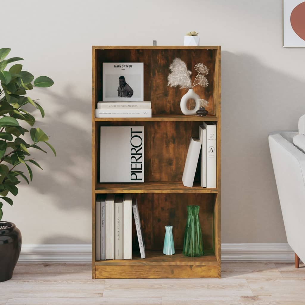 Boekenkast 60x24x109 cm bewerkt hout gerookt eikenkleurig is nu te koop bij PeponiXL, paradijselijk wonen!