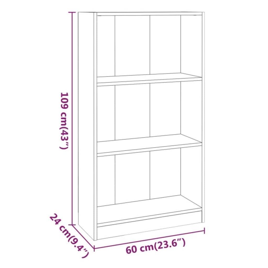 Boekenkast 60x24x109 cm bewerkt hout gerookt eikenkleurig is nu te koop bij PeponiXL, paradijselijk wonen!