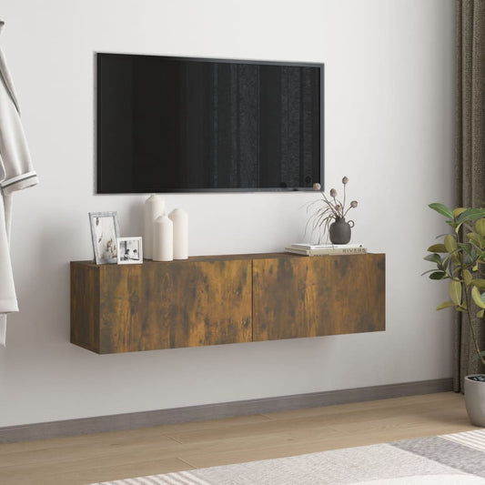 Tv-wandmeubel 120x30x30 cm bewerkt hout gerookt eikenkleurig is nu te koop bij PeponiXL, paradijselijk wonen!