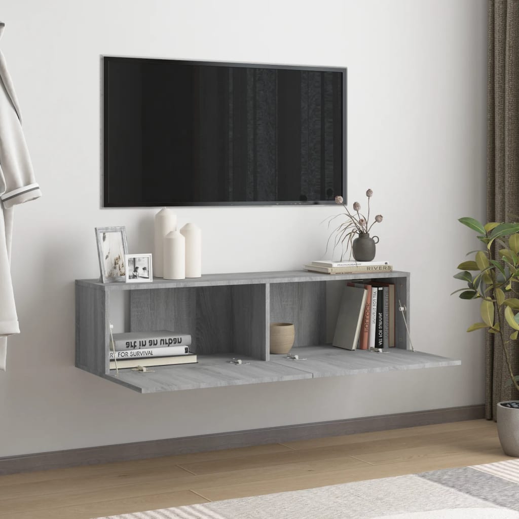 Tv-wandmeubel 120x30x30 cm bewerkt hout grijs sonoma eiken is nu te koop bij PeponiXL, paradijselijk wonen!