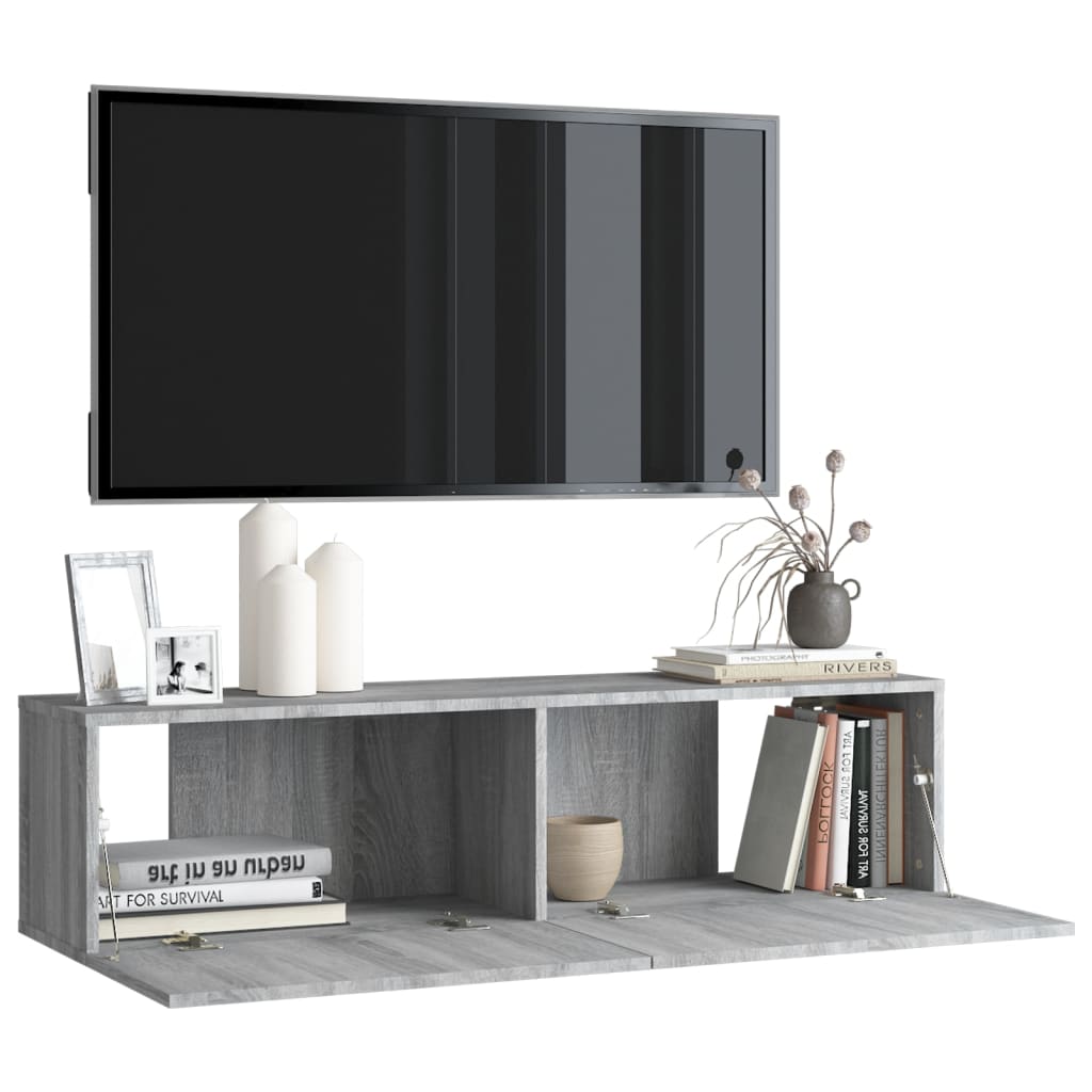 Tv-wandmeubel 120x30x30 cm bewerkt hout grijs sonoma eiken is nu te koop bij PeponiXL, paradijselijk wonen!