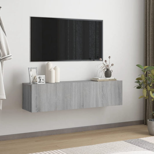 Tv-wandmeubel 120x30x30 cm bewerkt hout grijs sonoma eiken is nu te koop bij PeponiXL, paradijselijk wonen!
