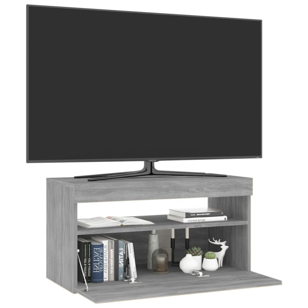 Tv-meubel met LED-verlichting 75x35x40 cm grijs sonoma eiken is nu te koop bij PeponiXL, paradijselijk wonen!