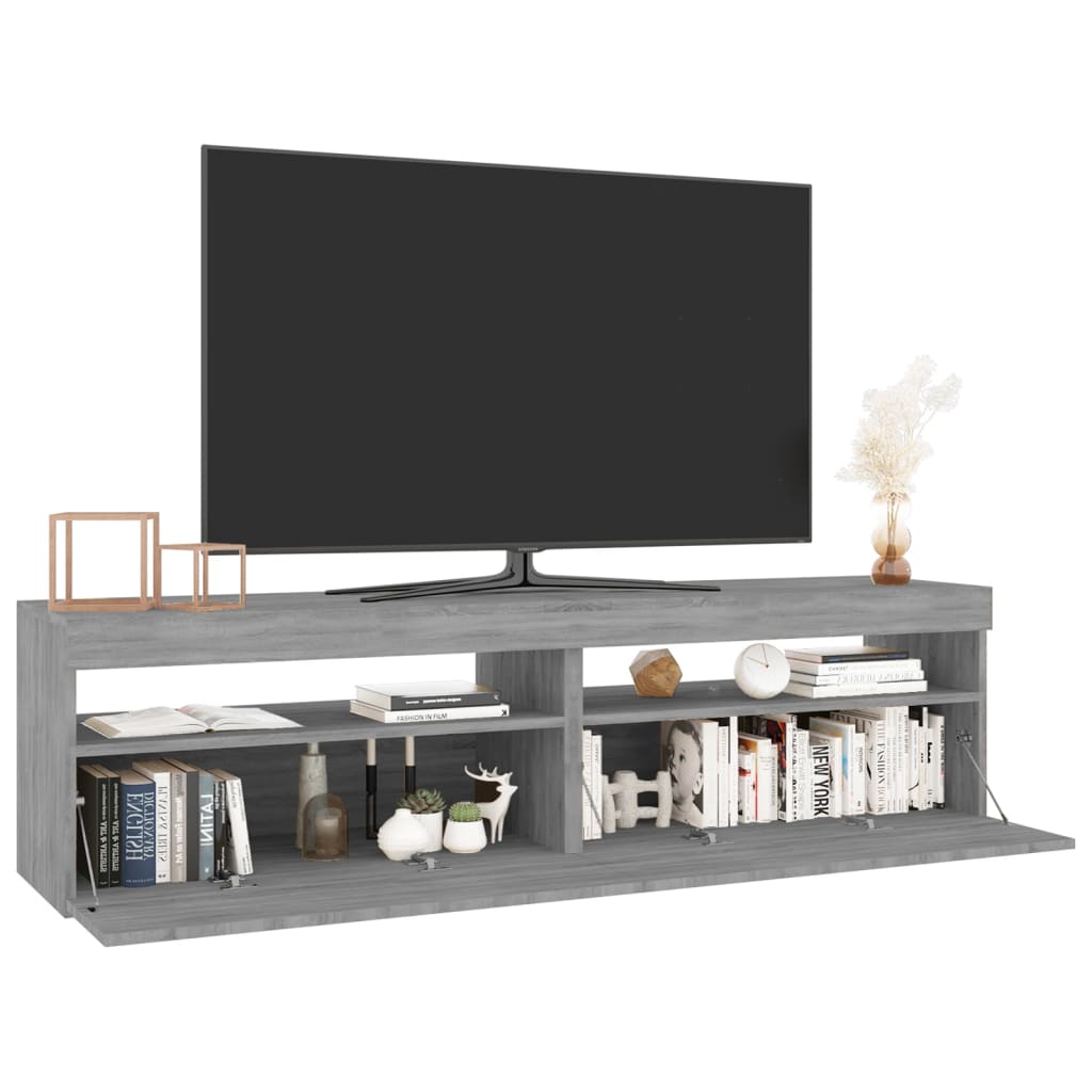 Tv-meubelen met LED-verlichting 2 st 75x35x40 cm grijs sonoma is nu te koop bij PeponiXL, paradijselijk wonen!