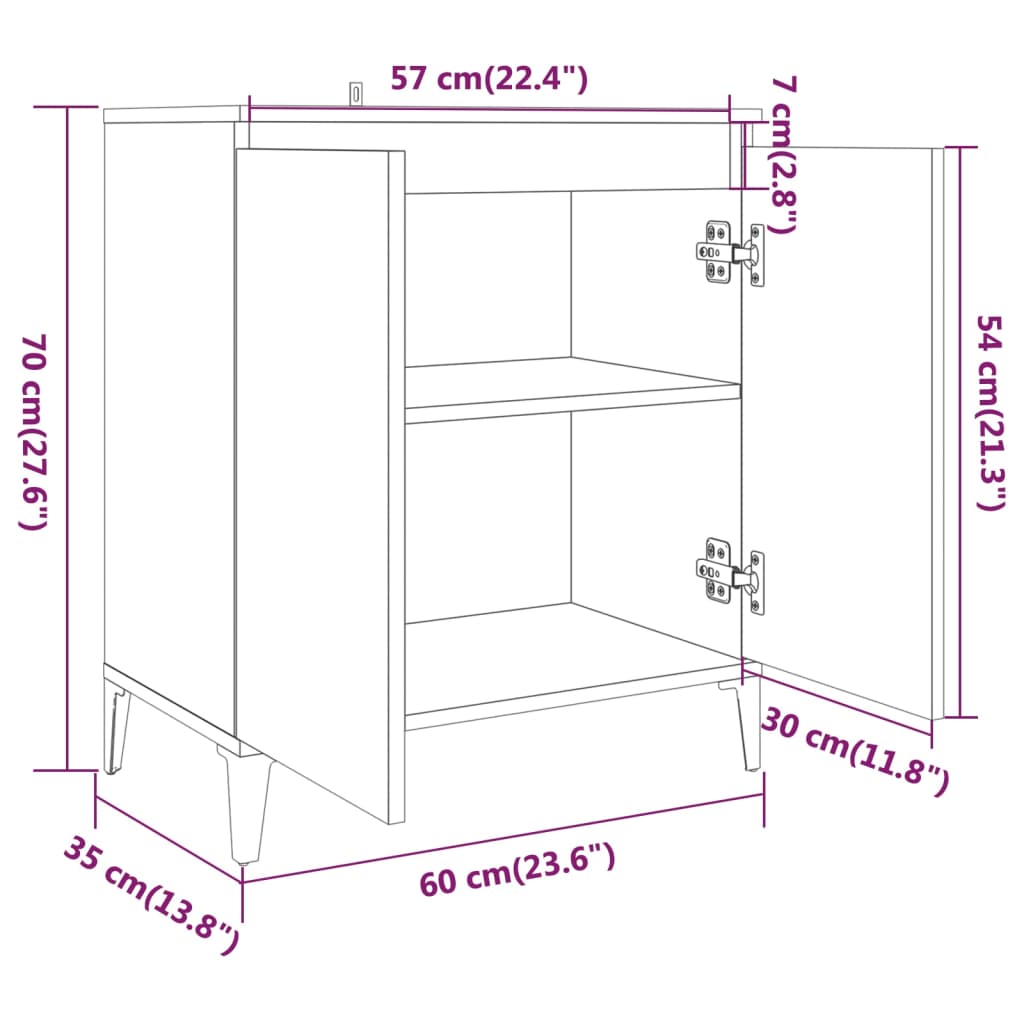 Dressoir 60x35x70 cm bewerkt hout gerookt eikenkleurig is nu te koop bij PeponiXL, paradijselijk wonen!