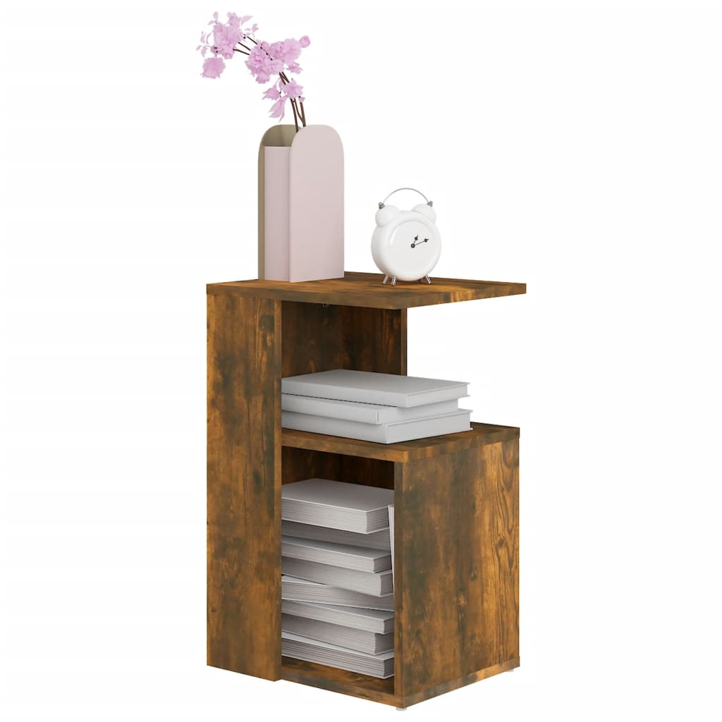 Bijzettafel 36x30x56 cm bewerkt hout gerookt eikenkleurig is nu te koop bij PeponiXL, paradijselijk wonen!