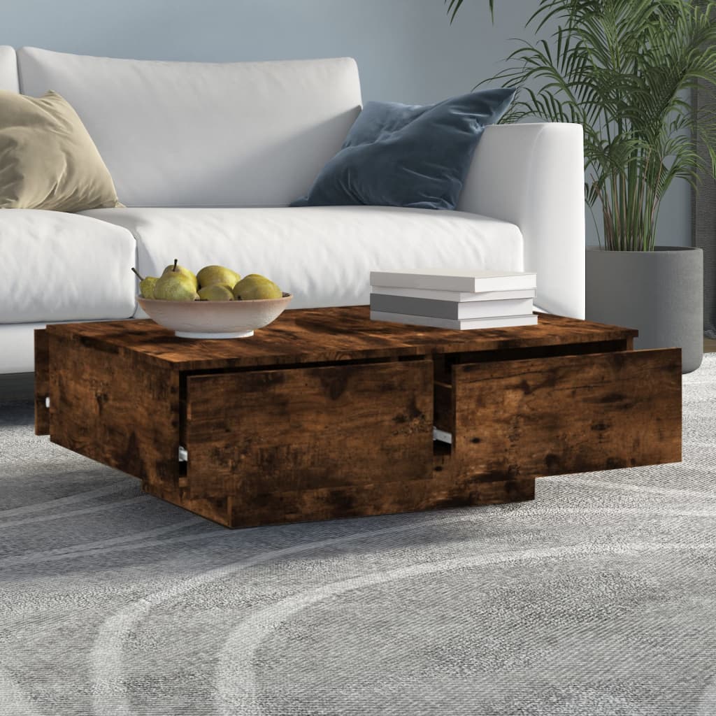 Salontafel 90x60x31 cm bewerkt hout gerookt eikenkleurig is nu te koop bij PeponiXL, paradijselijk wonen!