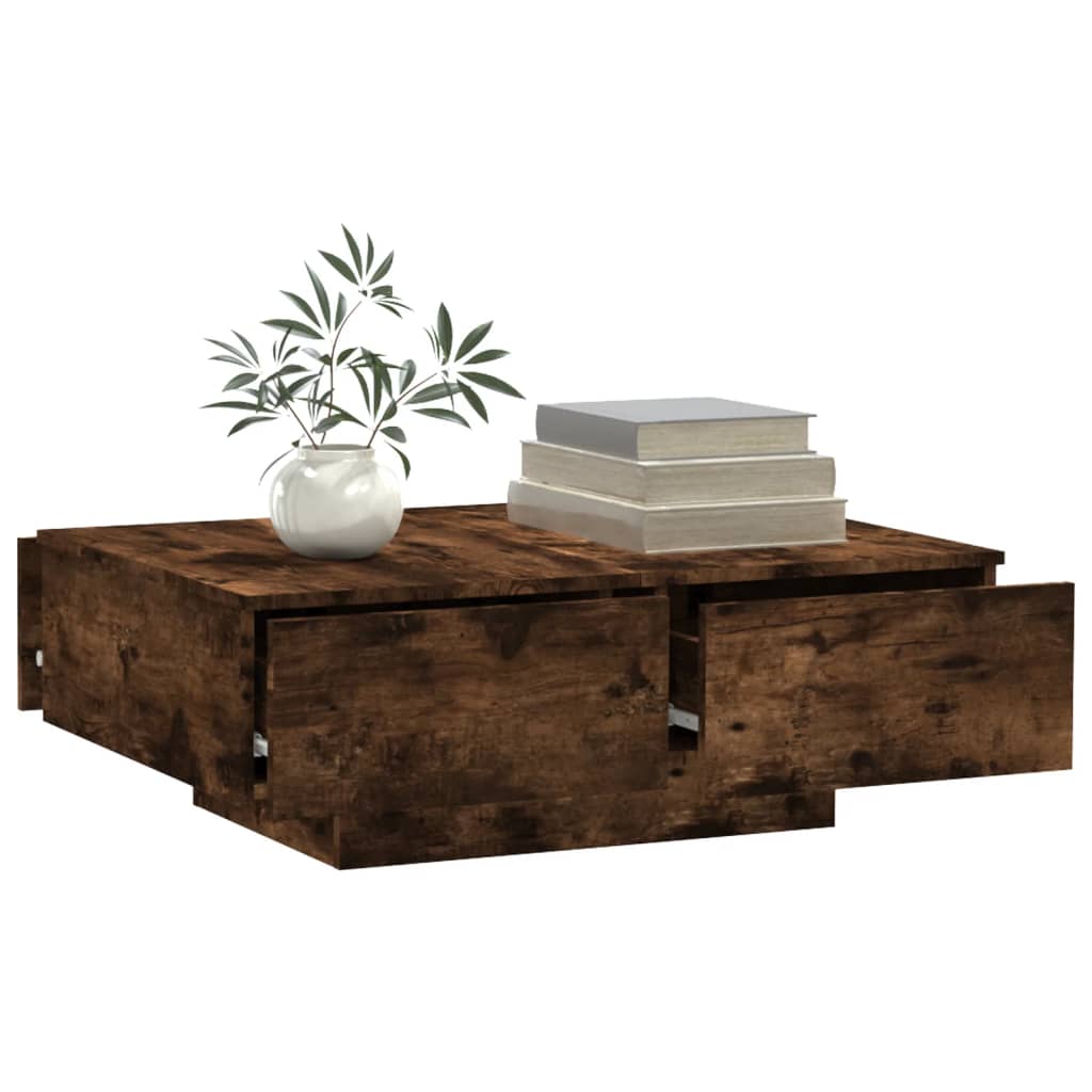Salontafel 90x60x31 cm bewerkt hout gerookt eikenkleurig is nu te koop bij PeponiXL, paradijselijk wonen!
