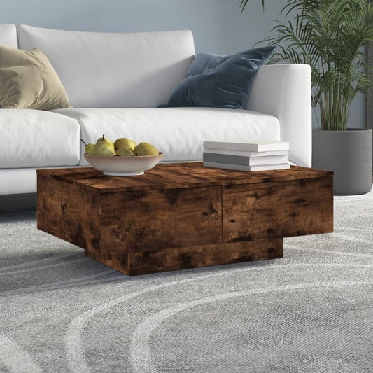 Salontafel 90x60x31 cm bewerkt hout gerookt eikenkleurig is nu te koop bij PeponiXL, paradijselijk wonen!