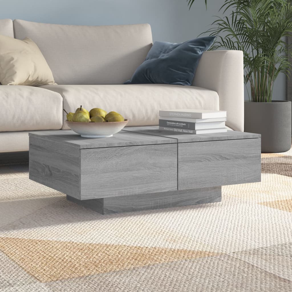 Salontafel 90x60x31 cm bewerkt hout grijs sonoma eikenkleurig is nu te koop bij PeponiXL, paradijselijk wonen!