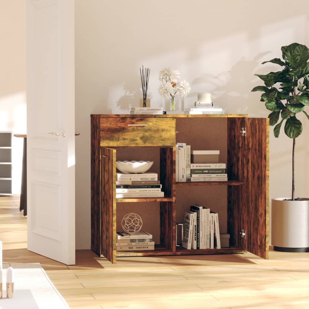 Dressoir 80x36x75 cm bewerkt hout gerookt eikenkleurig is nu te koop bij PeponiXL, paradijselijk wonen!