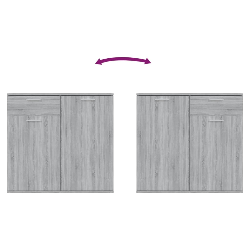 Dressoir 80x36x75 cm bewerkt hout grijs sonoma eikenkleurig is nu te koop bij PeponiXL, paradijselijk wonen!