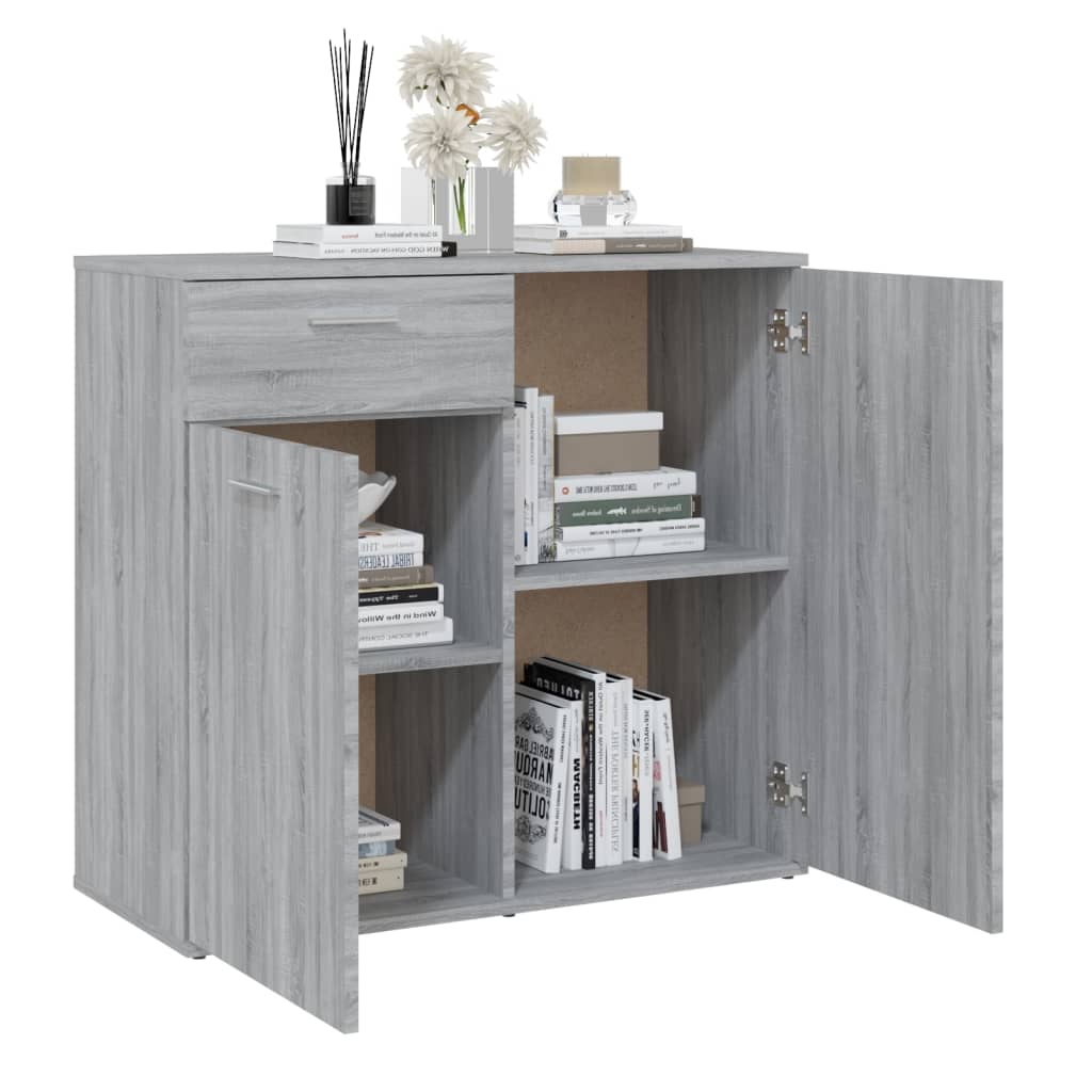 Dressoir 80x36x75 cm bewerkt hout grijs sonoma eikenkleurig is nu te koop bij PeponiXL, paradijselijk wonen!