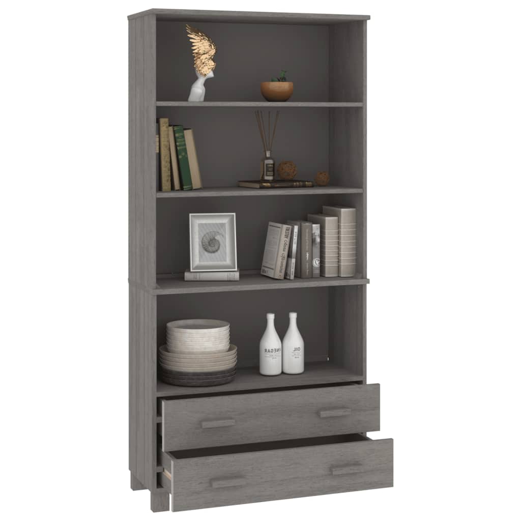 Hoge kast HAMAR massief grenenhout lichtgrijs is nu te koop bij PeponiXL, paradijselijk wonen!