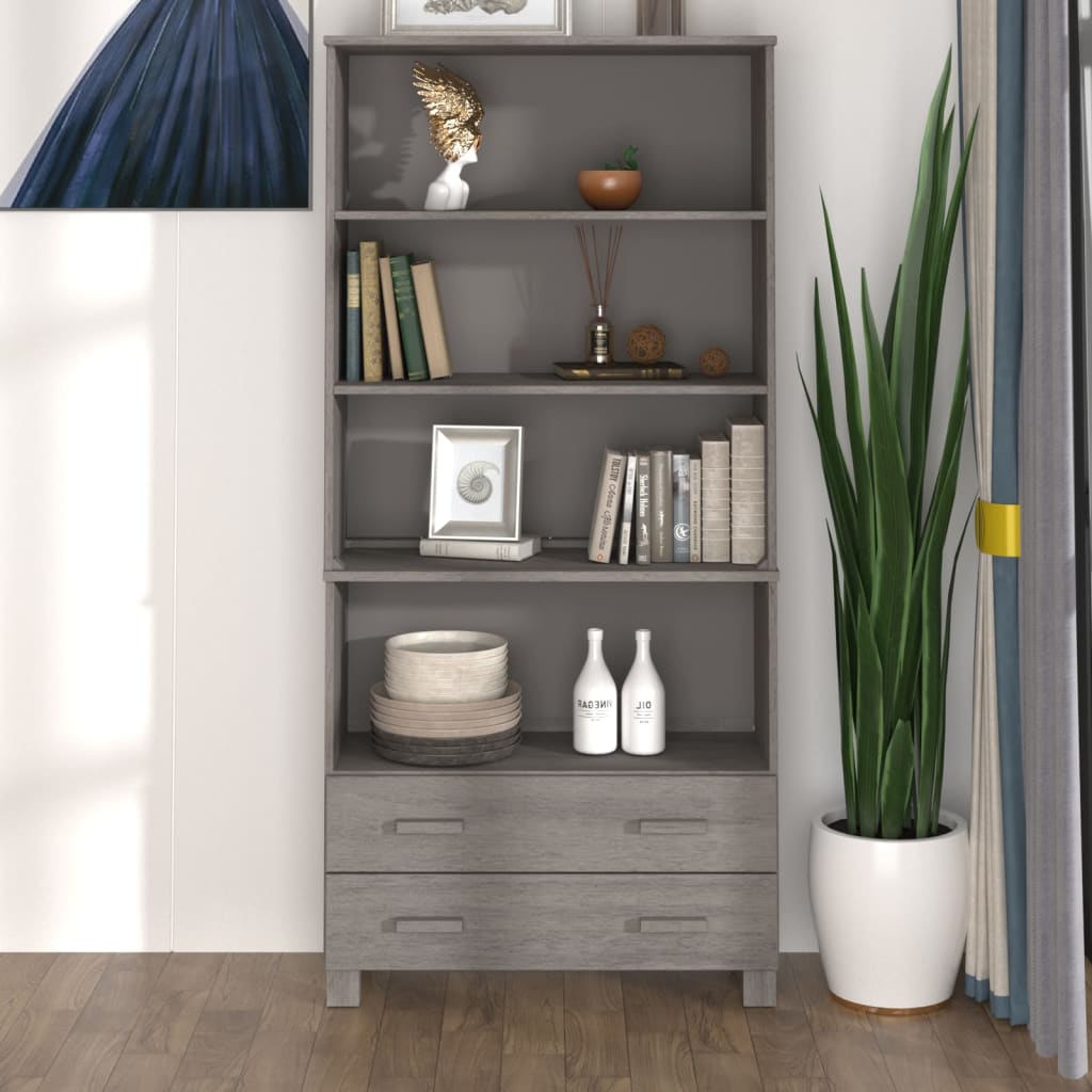 Hoge kast HAMAR massief grenenhout lichtgrijs is nu te koop bij PeponiXL, paradijselijk wonen!