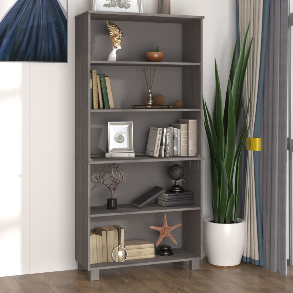 Hoge kast HAMAR massief grenenhout lichtgrijs is nu te koop bij PeponiXL, paradijselijk wonen!