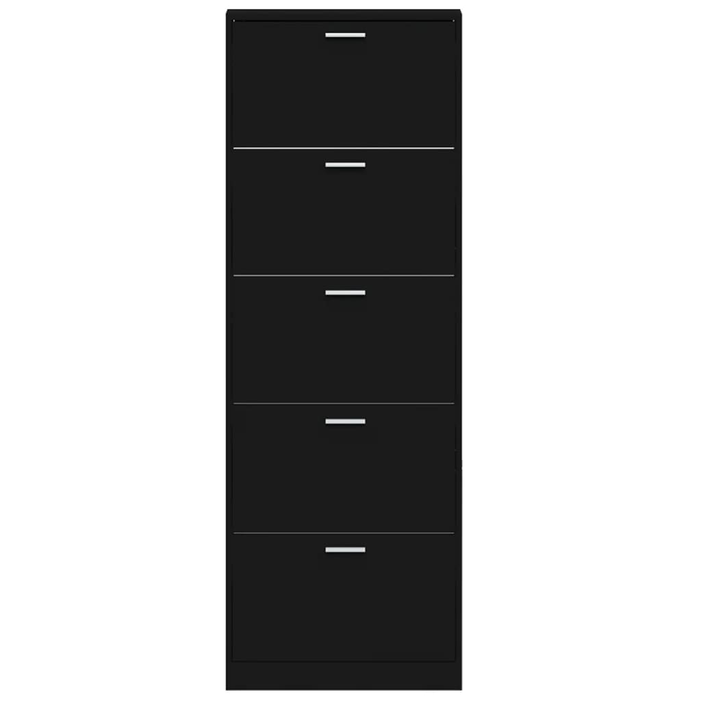 Schoenenkast 59x17x169 cm bewerkt hout zwart is nu te koop bij PeponiXL, paradijselijk wonen!