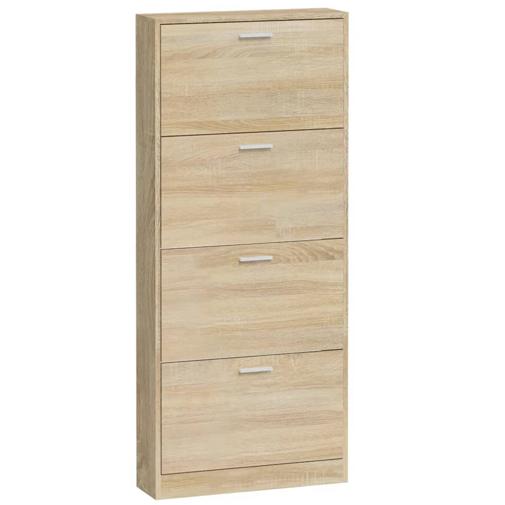 Schoenenkast 59x17x150 cm bewerkt hout eikenkleurig is nu te koop bij PeponiXL, paradijselijk wonen!