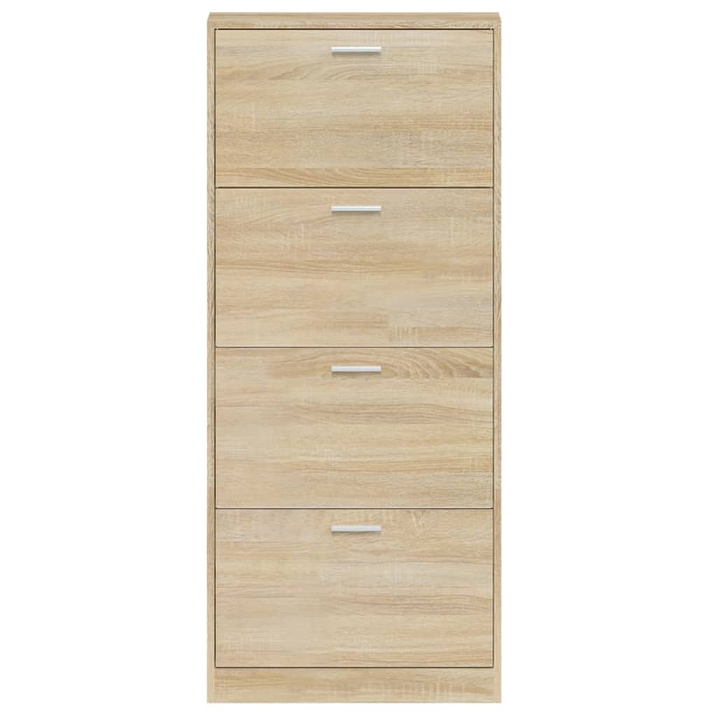 Schoenenkast 59x17x150 cm bewerkt hout eikenkleurig is nu te koop bij PeponiXL, paradijselijk wonen!