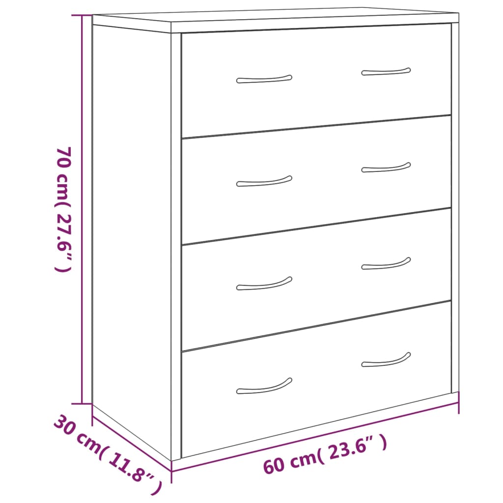 Dressoir met 4 lades 60x30,5x71 cm betongrijs is nu te koop bij PeponiXL, paradijselijk wonen!