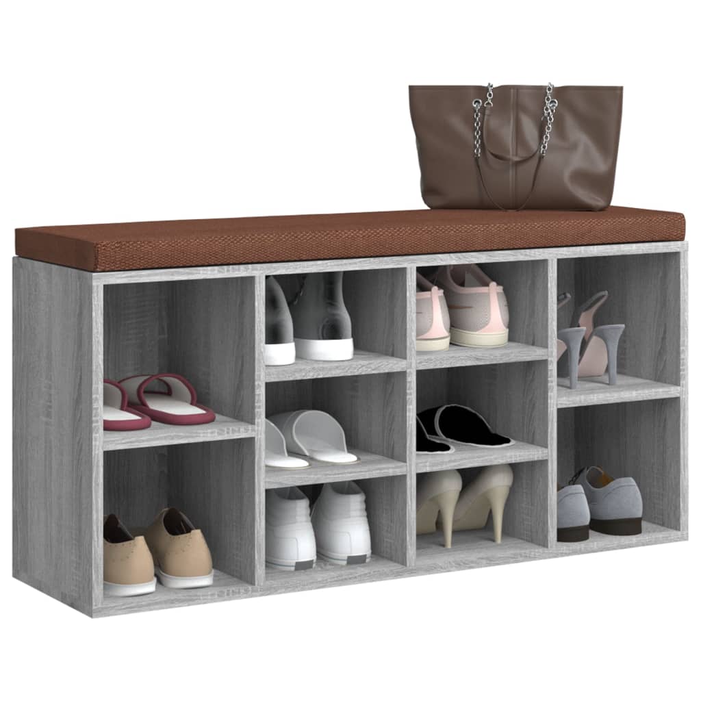 Schoenenbank 103x30x48 cm bewerkt hout grijs sonoma eikenkleur is nu te koop bij PeponiXL, paradijselijk wonen!