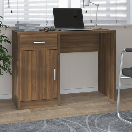 Bureau met kast en lade 100x40x73 cm bewerkt hout bruineiken is nu te koop bij PeponiXL, paradijselijk wonen!