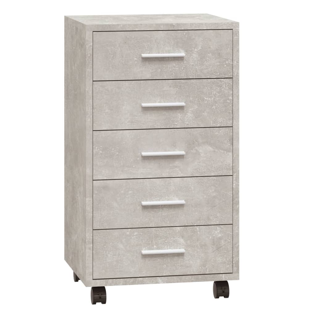 Ladekast met wieltjes bewerkt hout betongrijs is nu te koop bij PeponiXL, paradijselijk wonen!