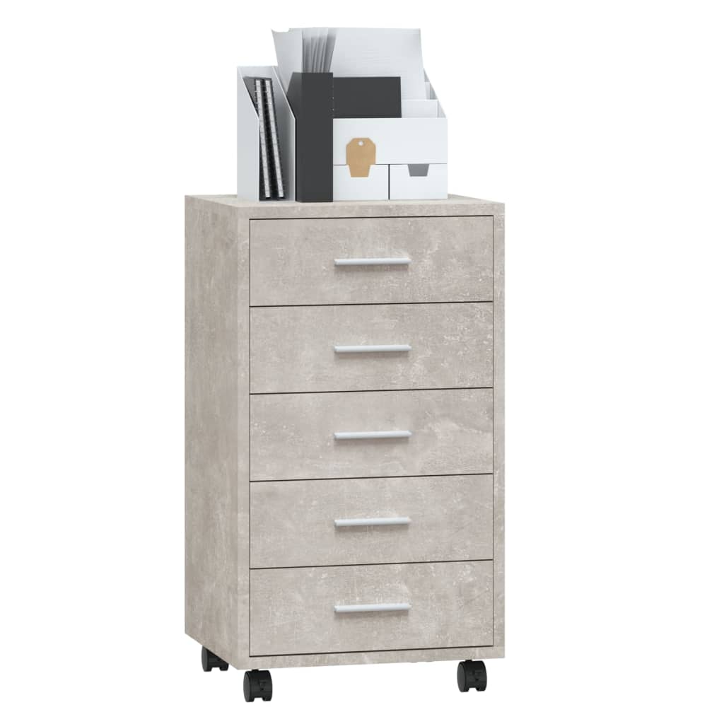 Ladekast met wieltjes bewerkt hout betongrijs is nu te koop bij PeponiXL, paradijselijk wonen!