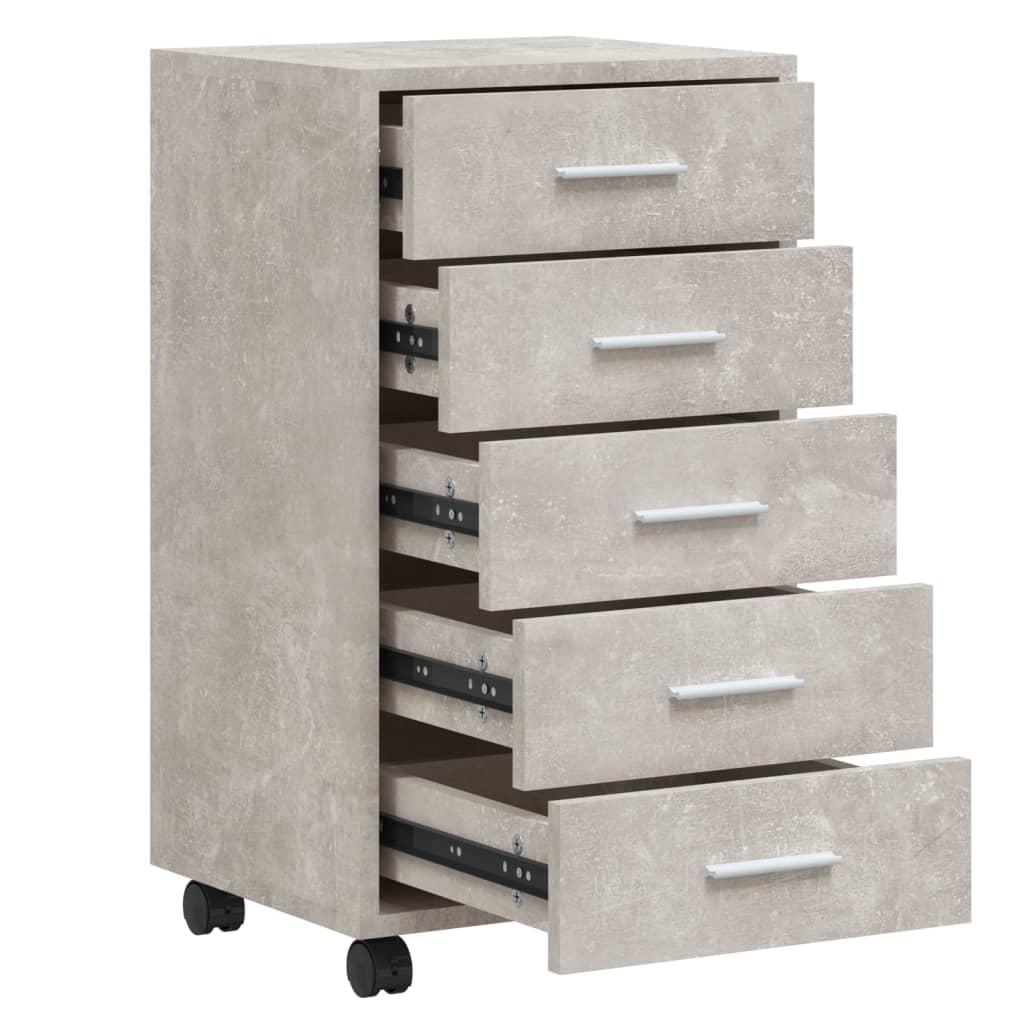 Ladekast met wieltjes bewerkt hout betongrijs is nu te koop bij PeponiXL, paradijselijk wonen!