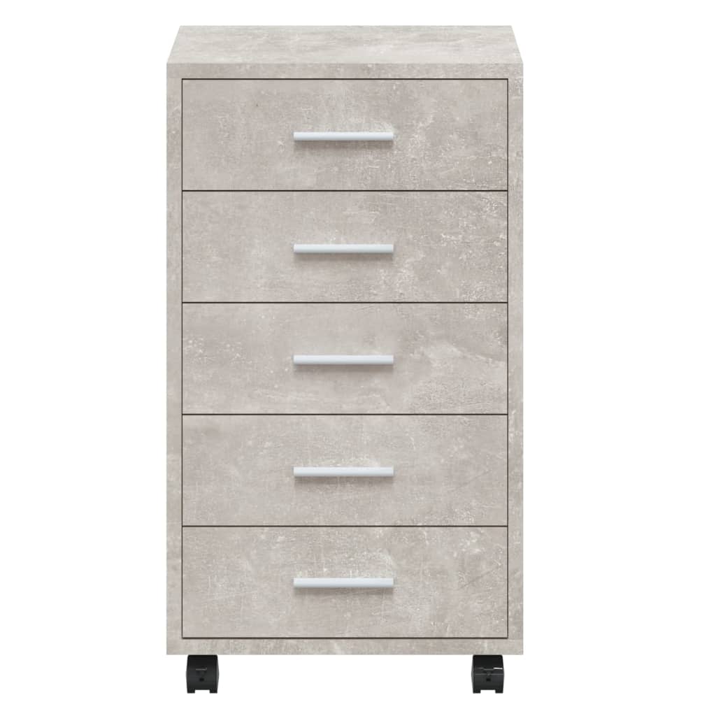 Ladekast met wieltjes bewerkt hout betongrijs is nu te koop bij PeponiXL, paradijselijk wonen!