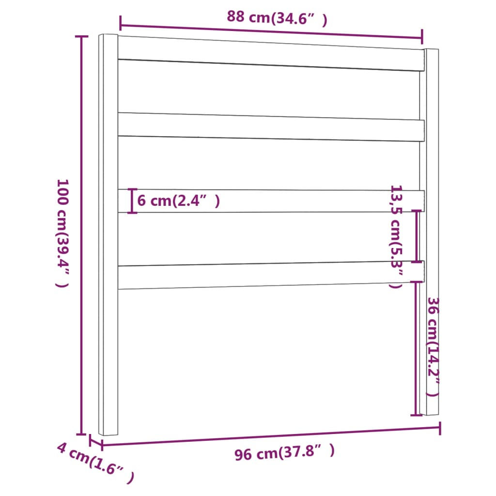 Hoofdbord 96x4x100 cm massief grenenhout honingbruin is nu te koop bij PeponiXL, paradijselijk wonen!