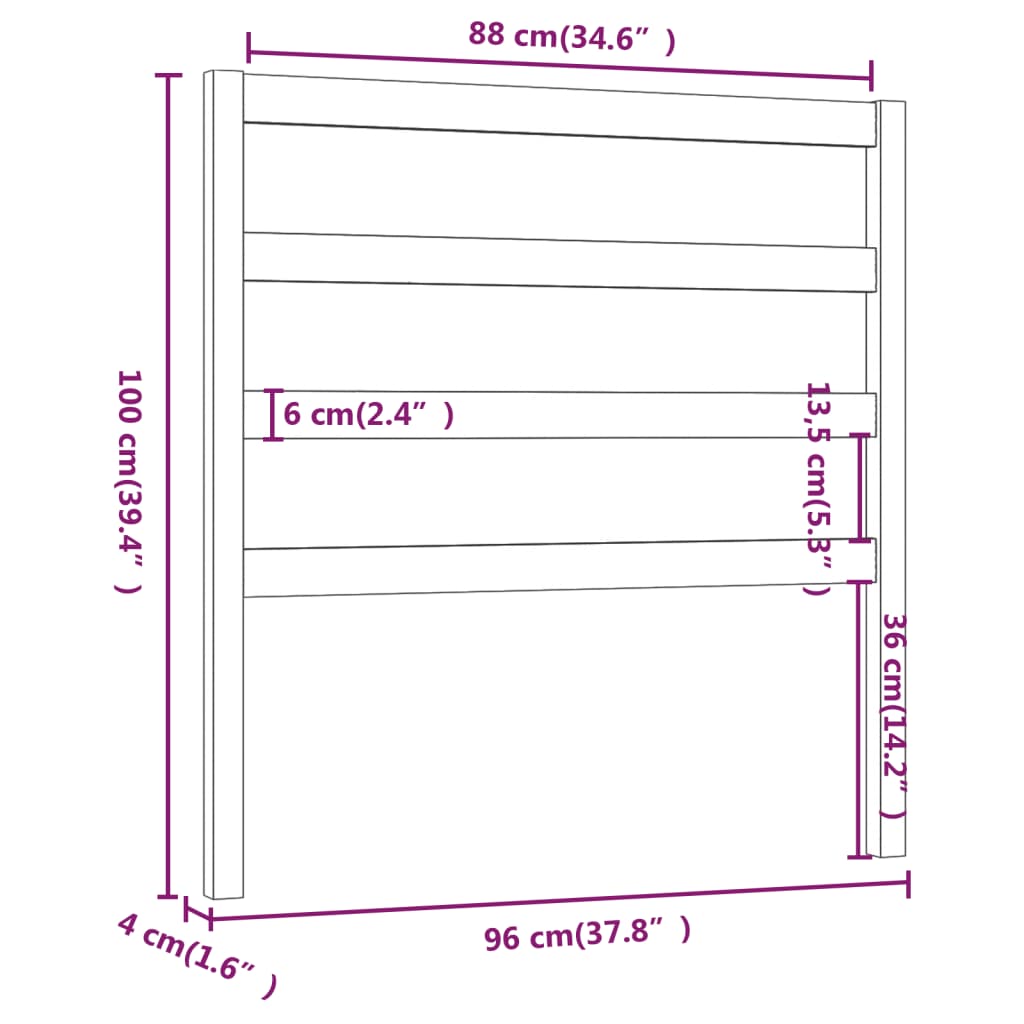 Hoofdbord 96x4x100 cm massief grenenhout zwart is nu te koop bij PeponiXL, paradijselijk wonen!