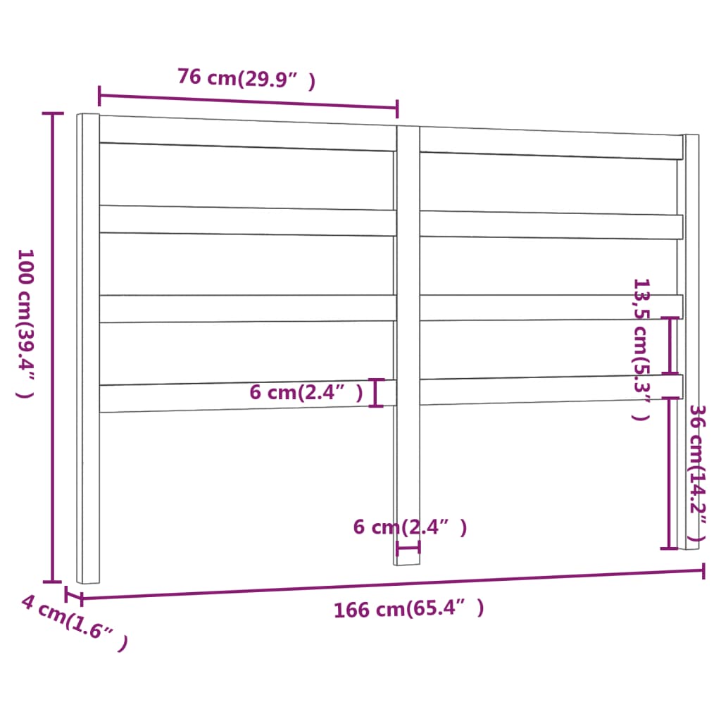 Hoofdbord 166x4x100 cm massief grenenhout zwart is nu te koop bij PeponiXL, paradijselijk wonen!
