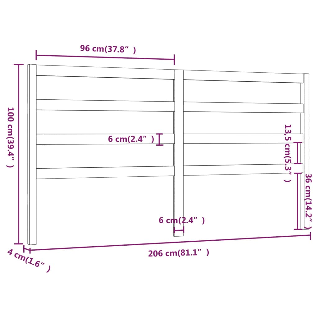 Hoofdbord 206x4x100 cm massief grenenhout honingbruin is nu te koop bij PeponiXL, paradijselijk wonen!