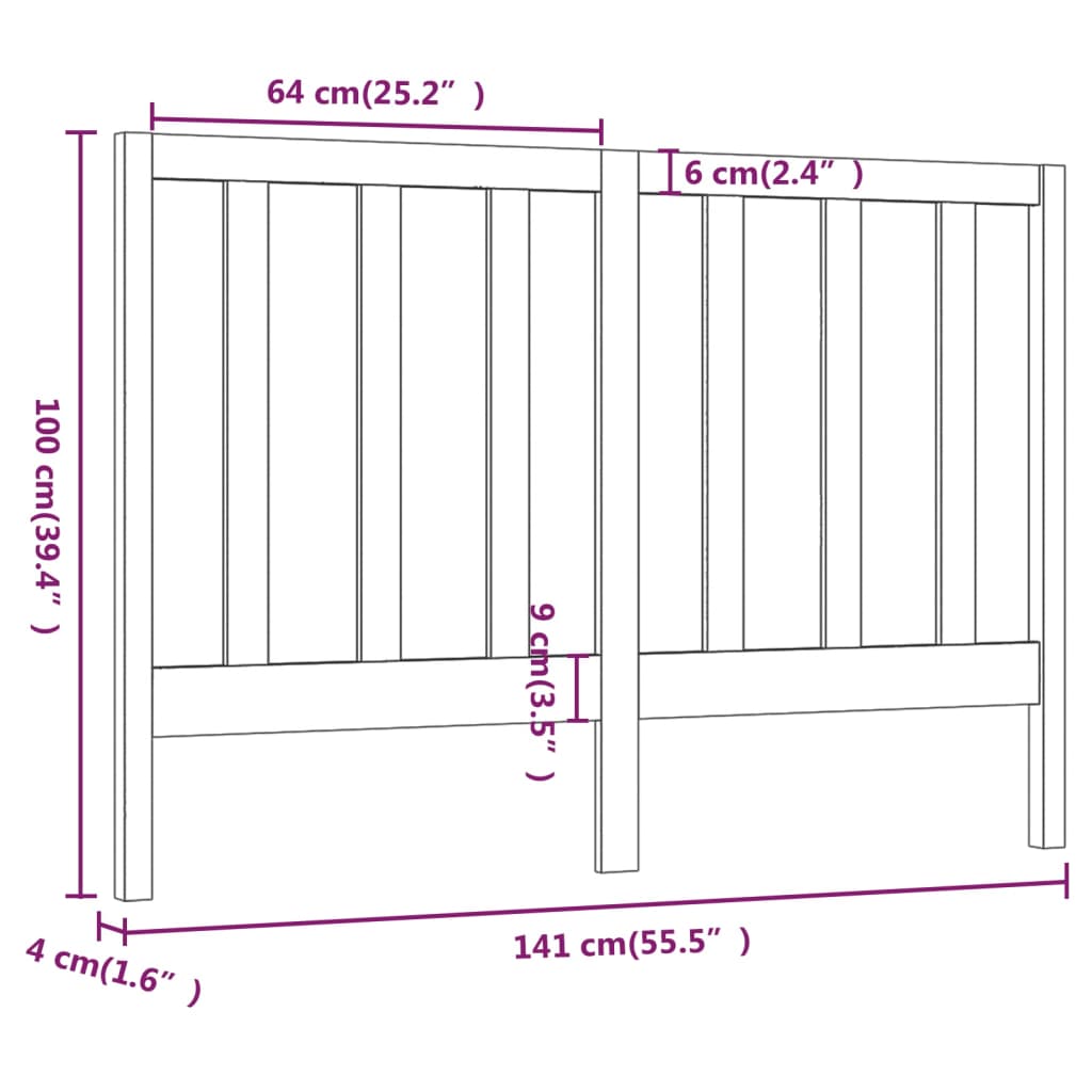 Hoofdbord 141x4x100 cm massief grenenhout grijs is nu te koop bij PeponiXL, paradijselijk wonen!