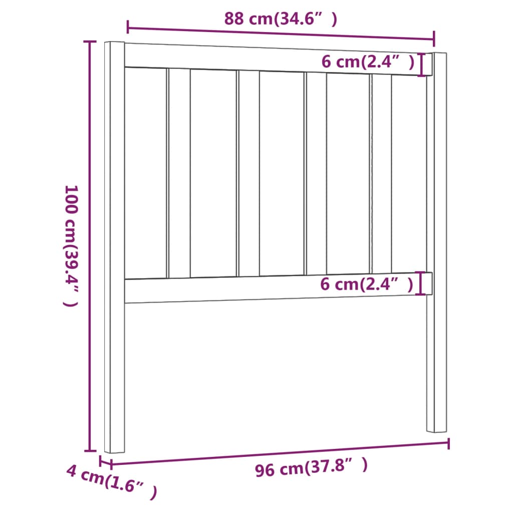 Hoofdbord 96x4x100 cm massief grenenhout grijs is nu te koop bij PeponiXL, paradijselijk wonen!