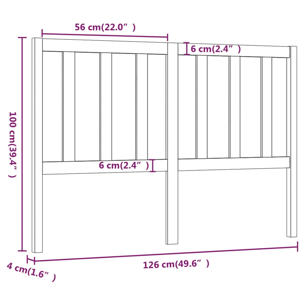 Hoofdbord 126x4x100 cm massief grenenhout grijs is nu te koop bij PeponiXL, paradijselijk wonen!