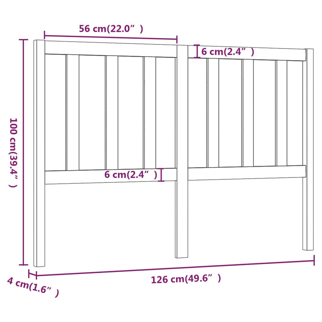 Hoofdbord 126x4x100 cm massief grenenhout honingbruin is nu te koop bij PeponiXL, paradijselijk wonen!
