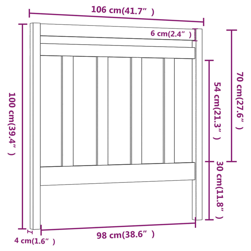 Hoofdbord 106x4x100 cm massief grenenhout honingbruin is nu te koop bij PeponiXL, paradijselijk wonen!