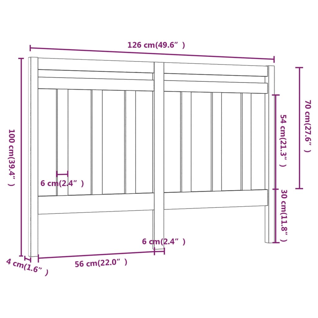 Hoofdbord 126x4x100 cm massief grenenhout zwart is nu te koop bij PeponiXL, paradijselijk wonen!