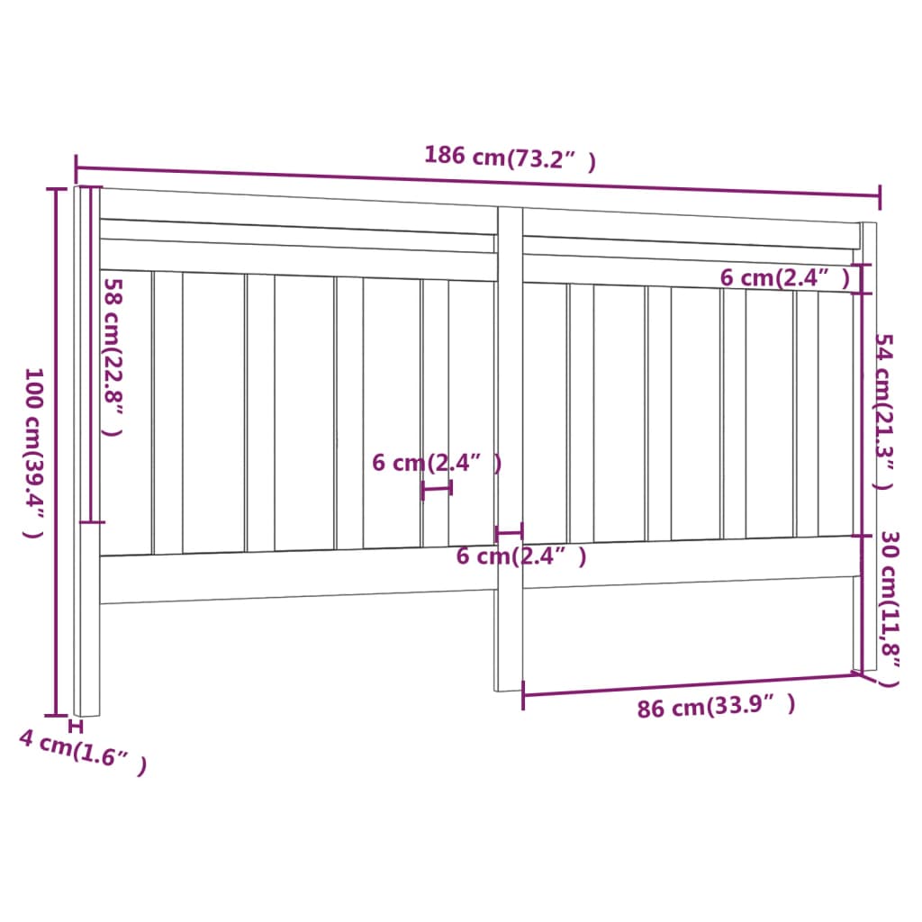 Hoofdbord 186x4x100 cm massief grenenhout grijs is nu te koop bij PeponiXL, paradijselijk wonen!