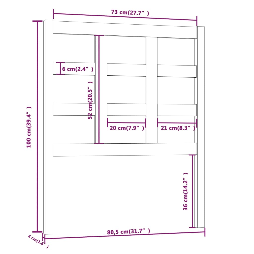 Hoofdbord 80,5x4x100 cm massief grenenhout grijs is nu te koop bij PeponiXL, paradijselijk wonen!