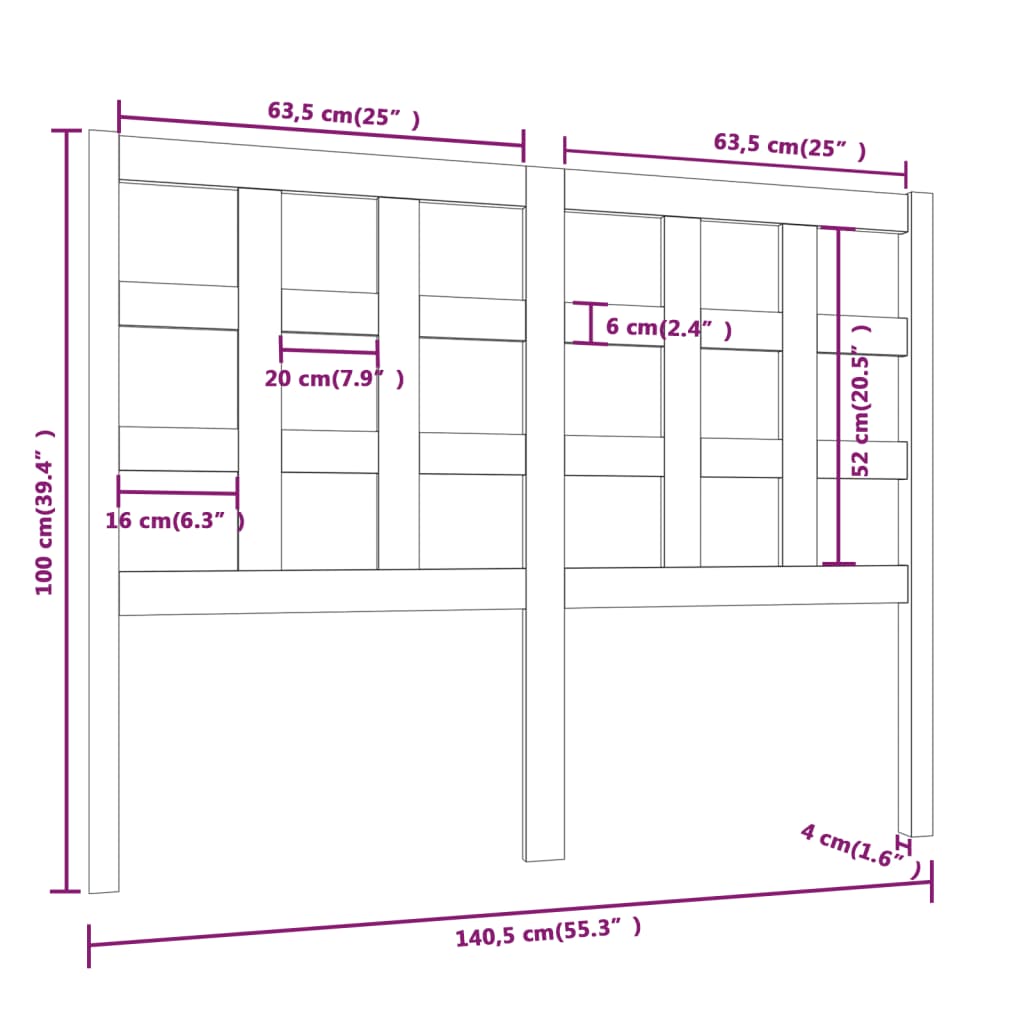 Hoofdbord 140,5x4x100 cm massief grenenhout is nu te koop bij PeponiXL, paradijselijk wonen!